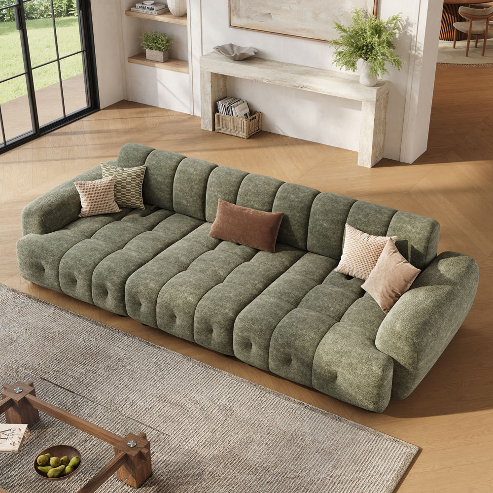 3-4 Seater Green Chenille Modular Sofas