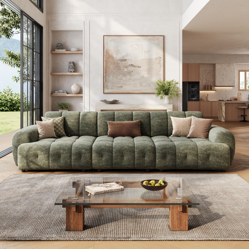 Office Green Chenille Modular Sofas
