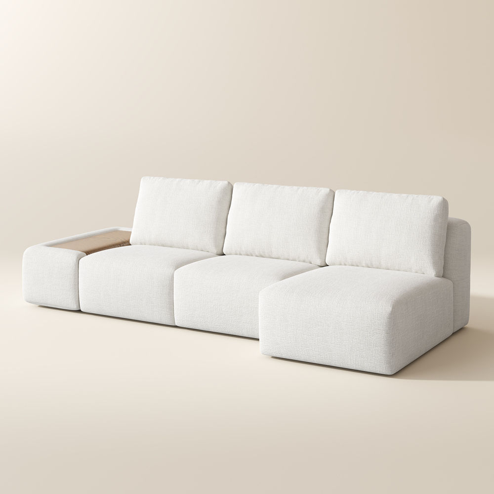 Spill-Resistant Beige Modular Sofas