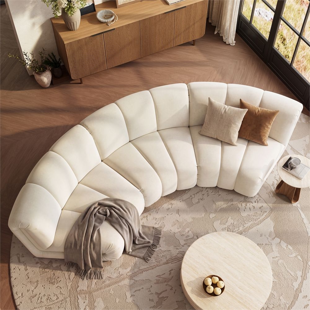 Spill-Resistant Beige Modular Sofas