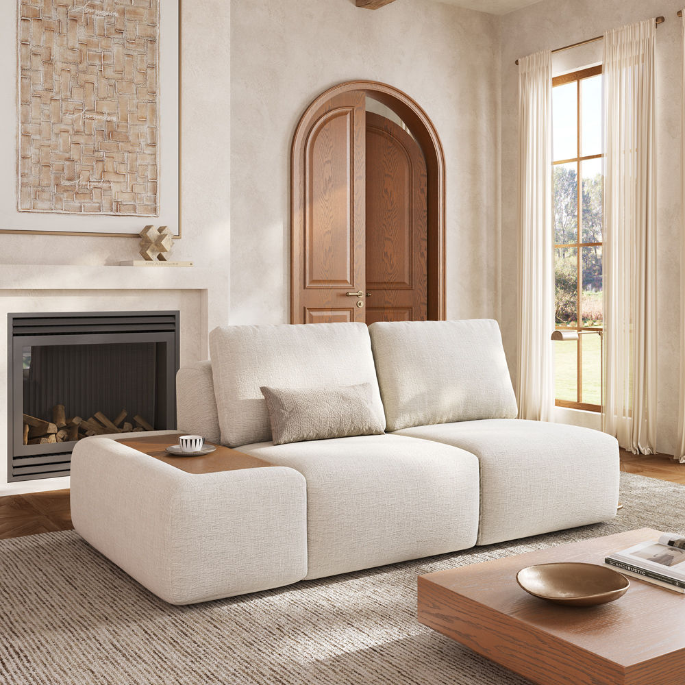 Loveseats Beige Chenille Modular Sofas