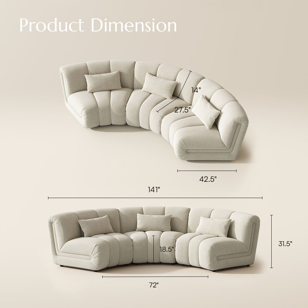 Fabric Beige Pet-Friendly Fabric Modular Sofas