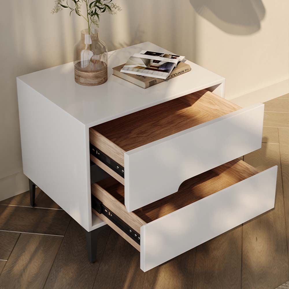 Single Piece White MDF&Pine Nightstands