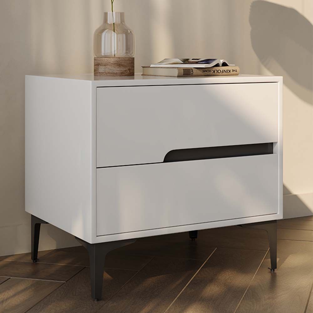 Modern Minimalist White MDF&Pine Nightstands