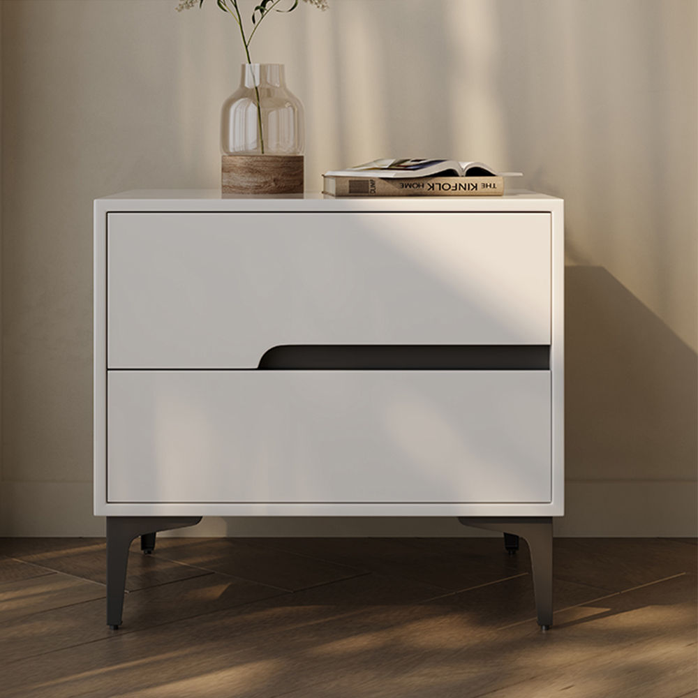 with Storage White MDF&Pine Nightstands