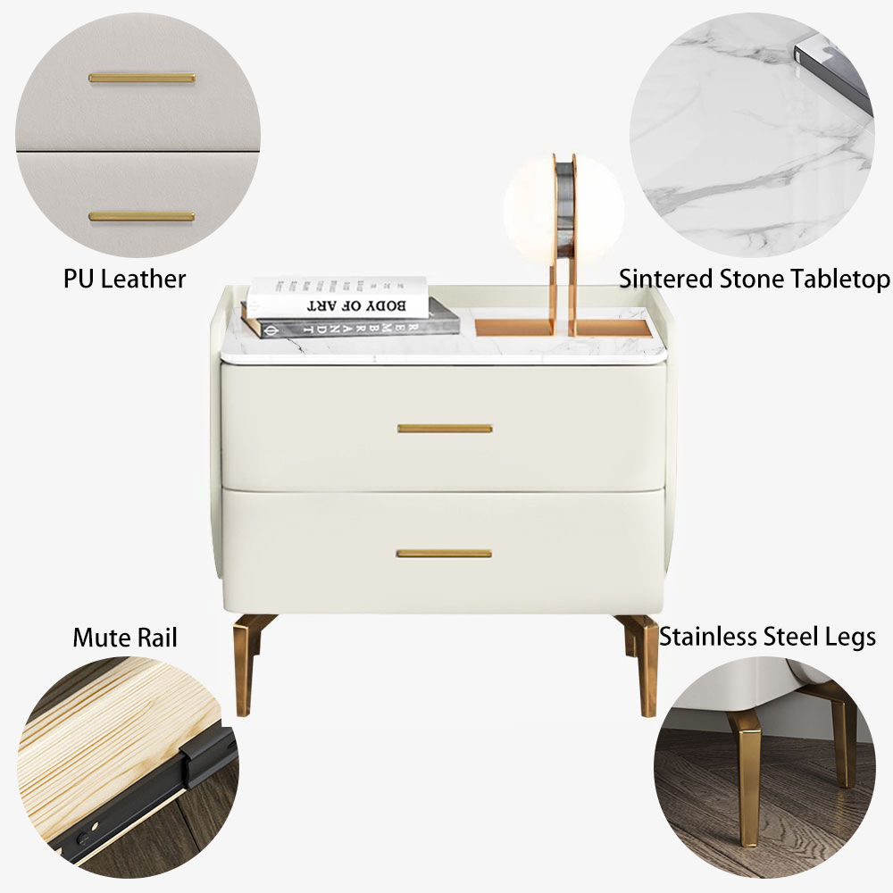 Single Piece Beige MDF Nightstands