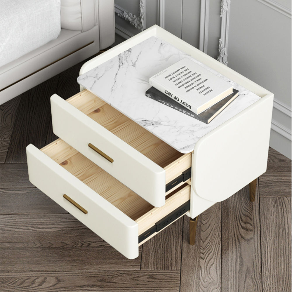 with Drawers Beige MDF Nightstands