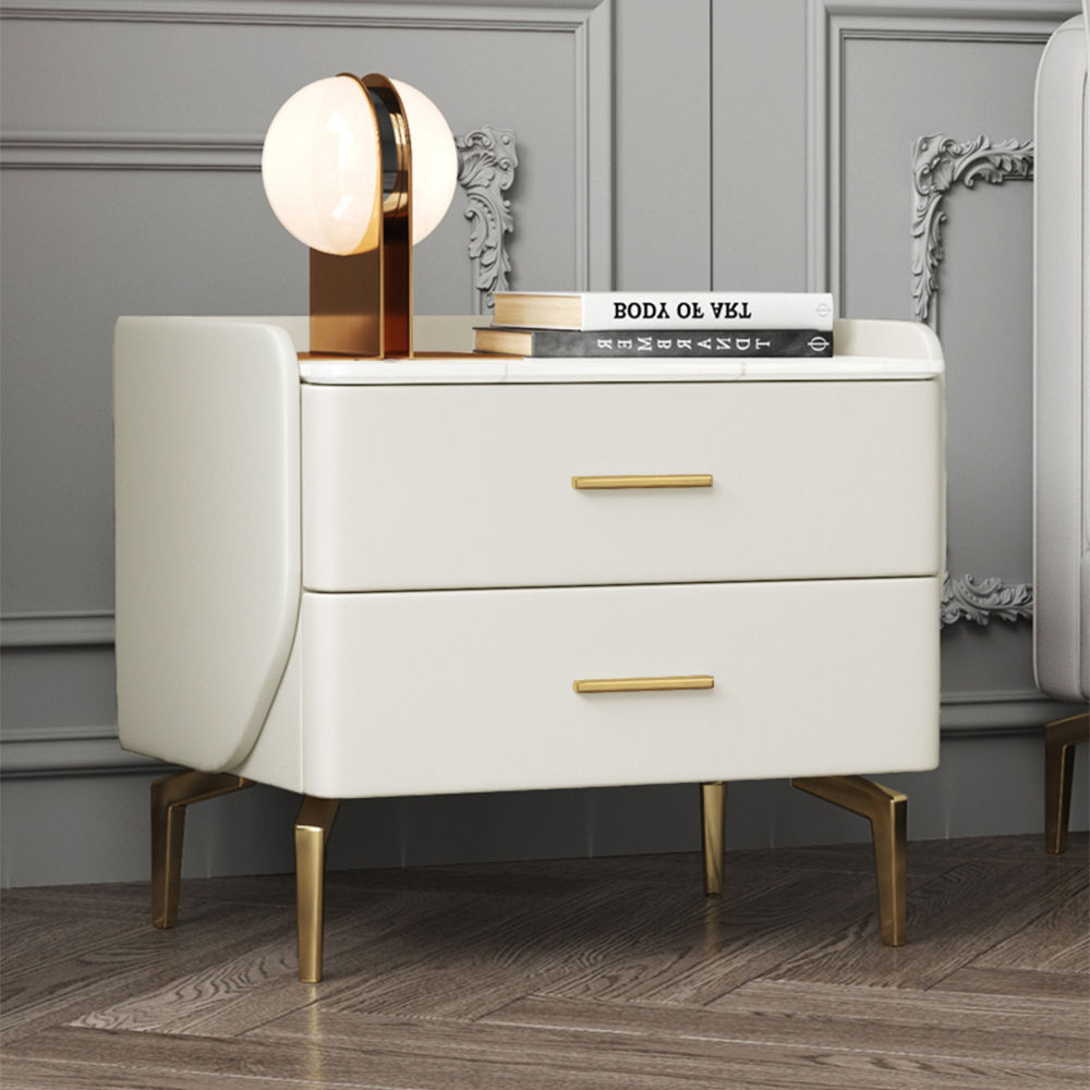 with Storage Beige MDF Nightstands