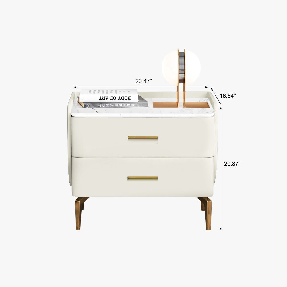 Metal Leg Beige MDF Nightstands