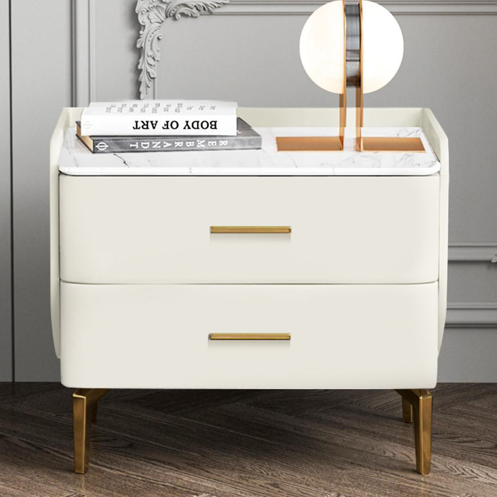 with Drawers Beige MDF Nightstands