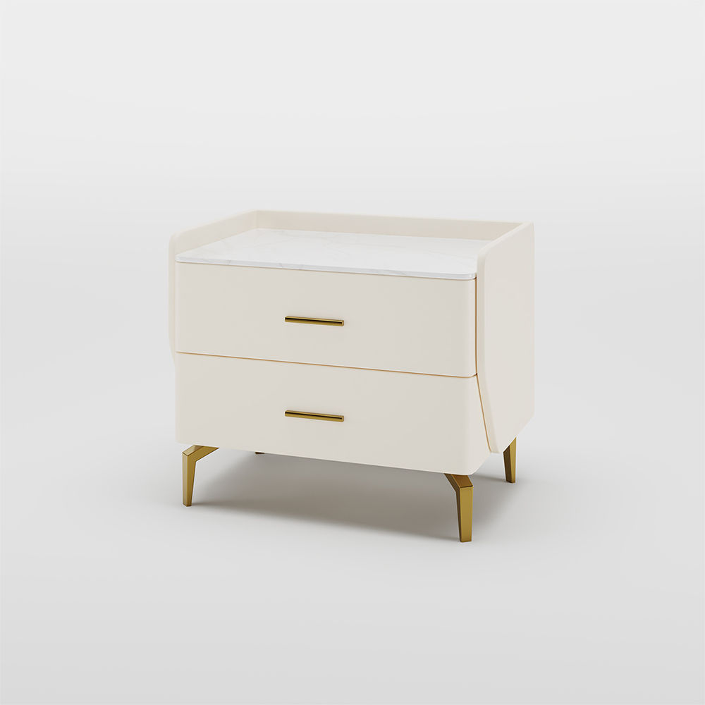 with Storage Beige MDF Nightstands