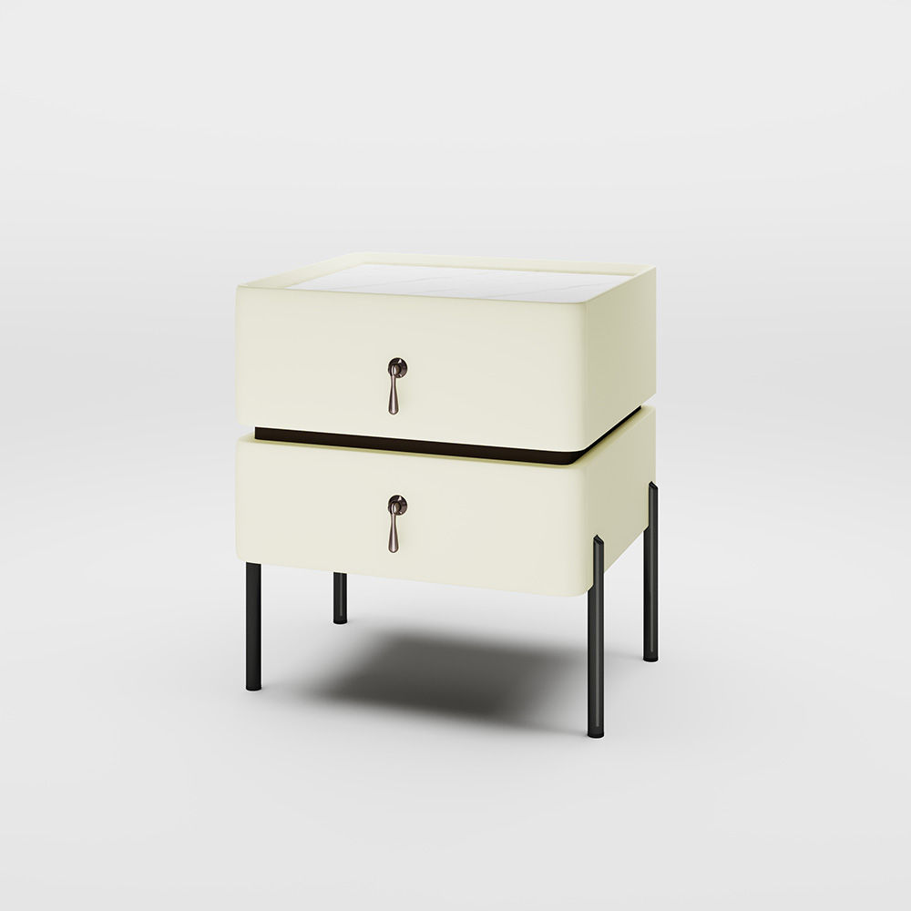 Modern Beige Pine Wood Nightstands