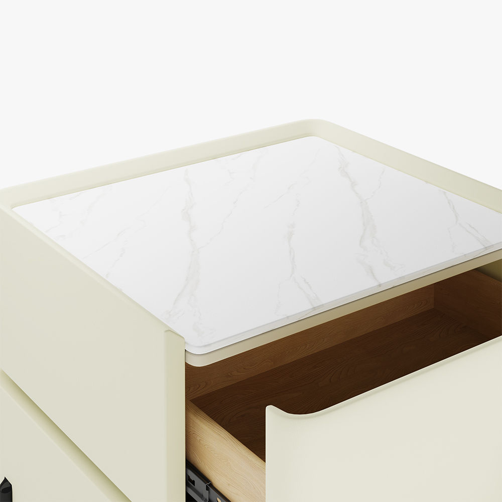Fully Assemble Beige Pine Wood Nightstands