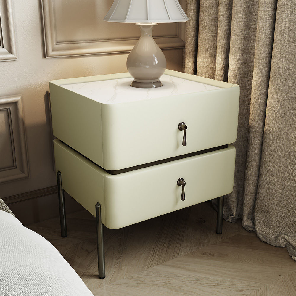 Solid Wood Beige Pine Wood Nightstands