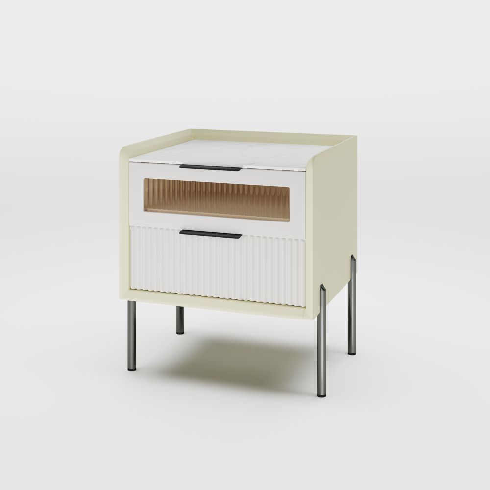 Modern Beige Pine Wood Nightstands