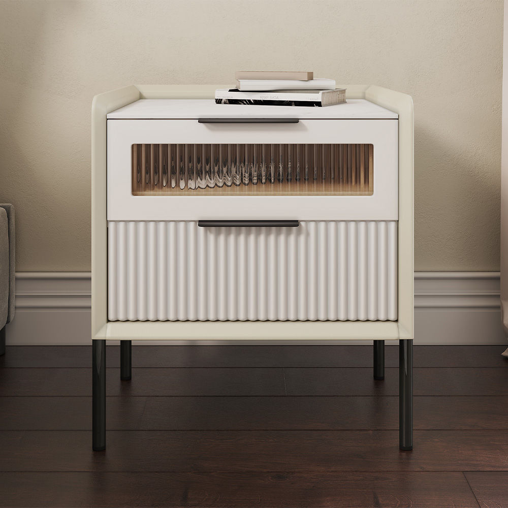 Wood Beige Pine Wood Nightstands