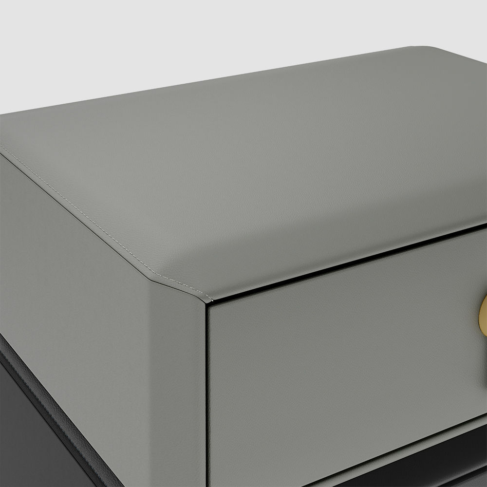Leather Dark Gray Microfiber Leather Nightstands