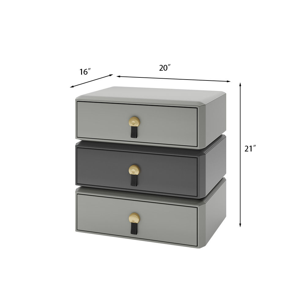 Modern Minimalist Dark Gray Microfiber Leather Nightstands