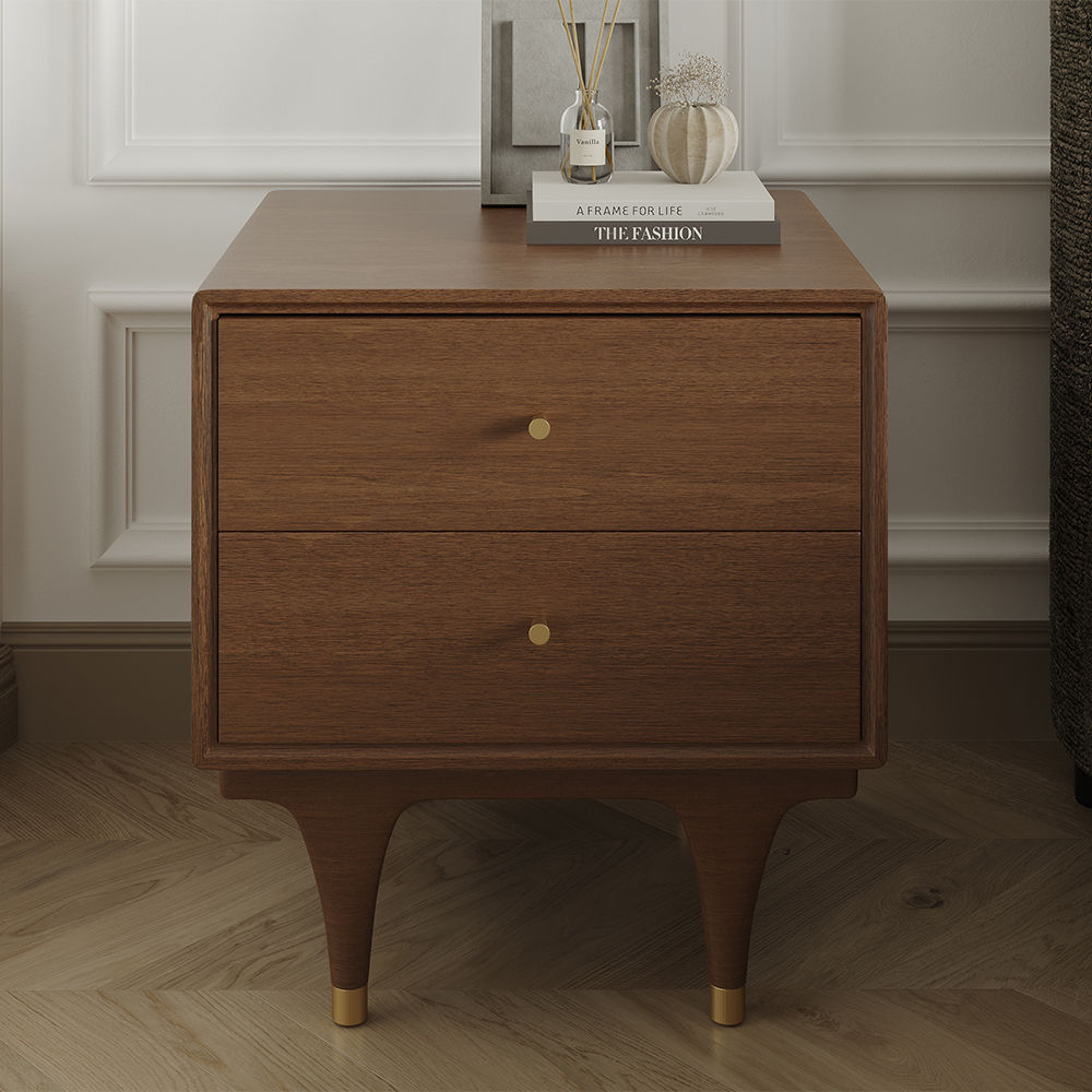 Mid Century Modern Walnut MDF Nightstands