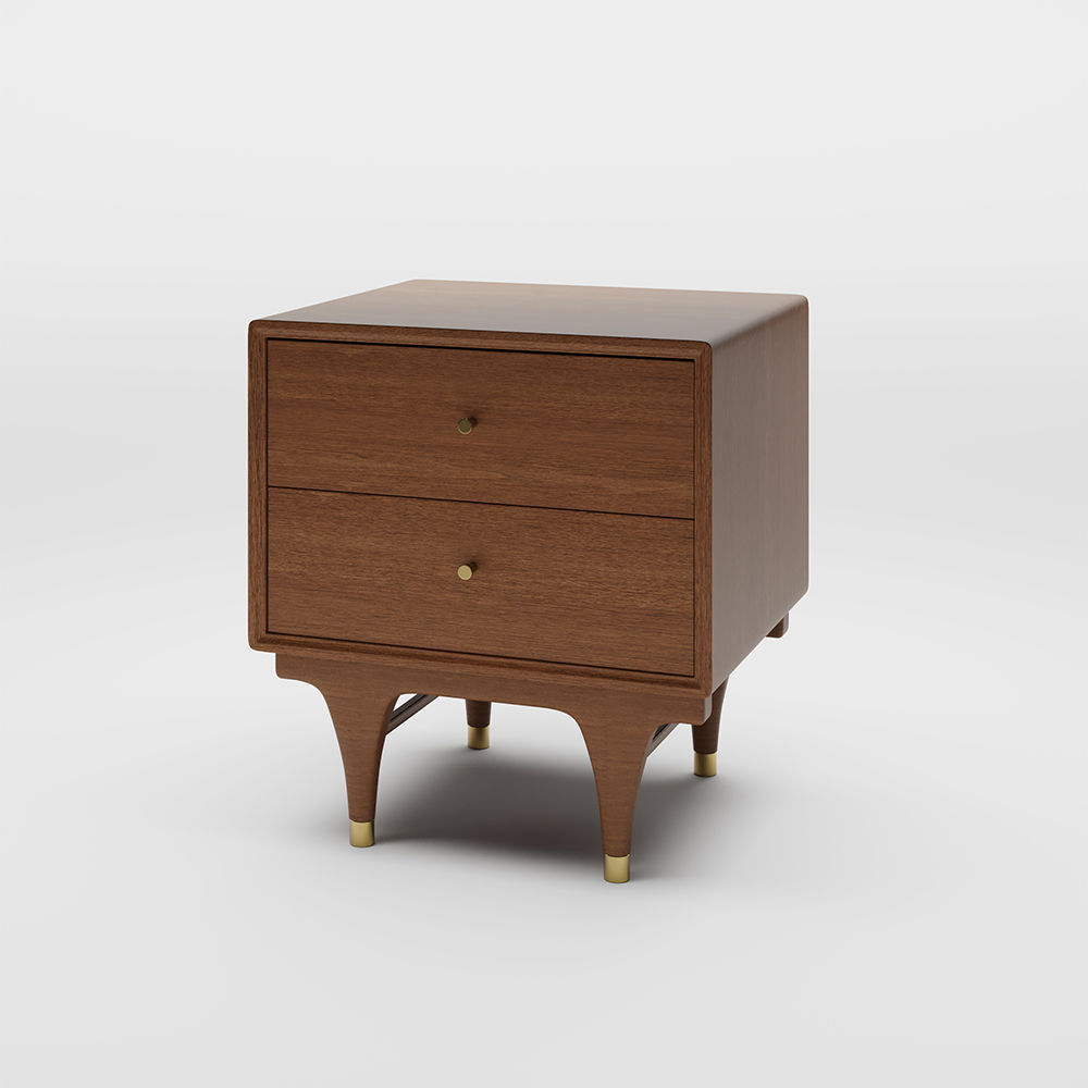 with Drawers Walnut MDF Nightstands