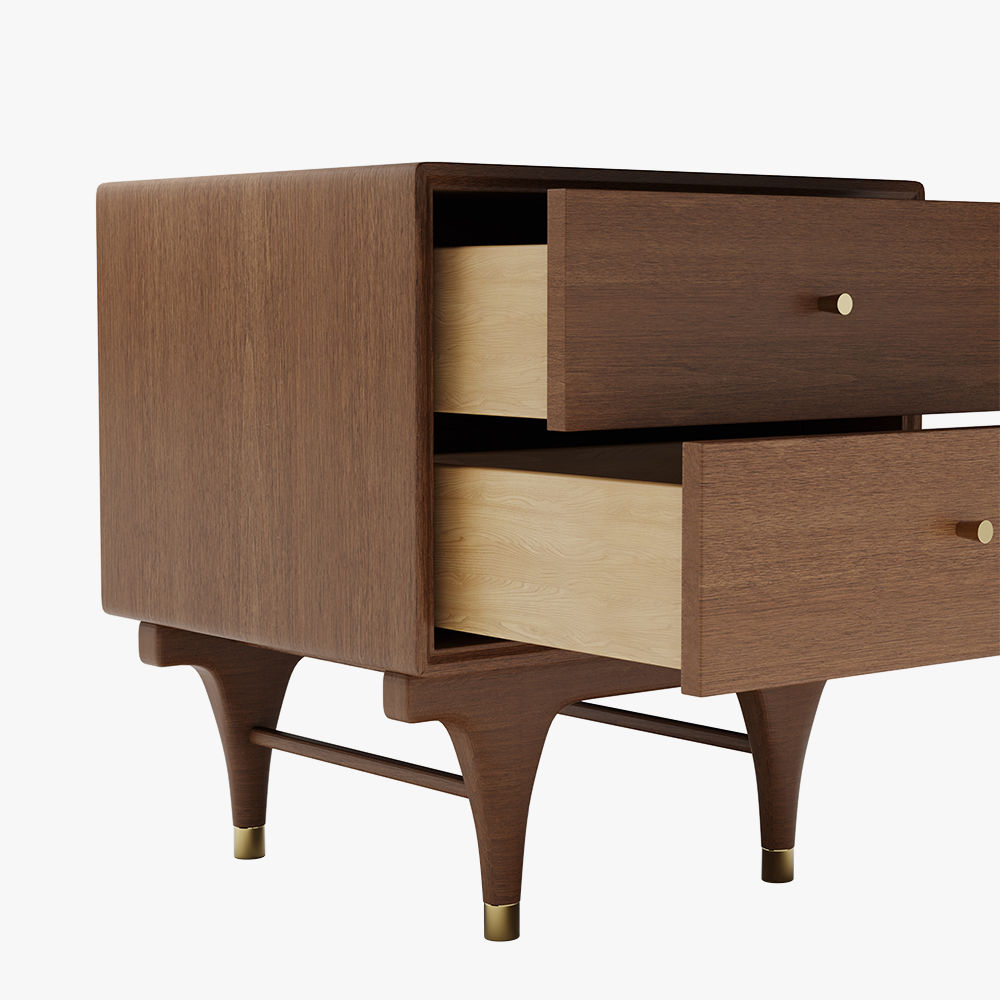 with Drawers Walnut MDF Nightstands
