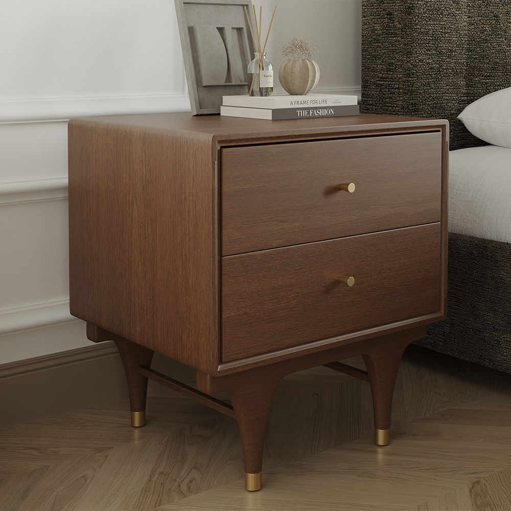 On the Ground Walnut MDF Nightstands