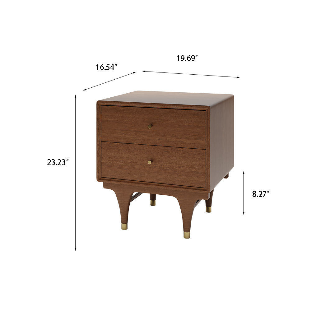 Wood Leg Walnut MDF Nightstands