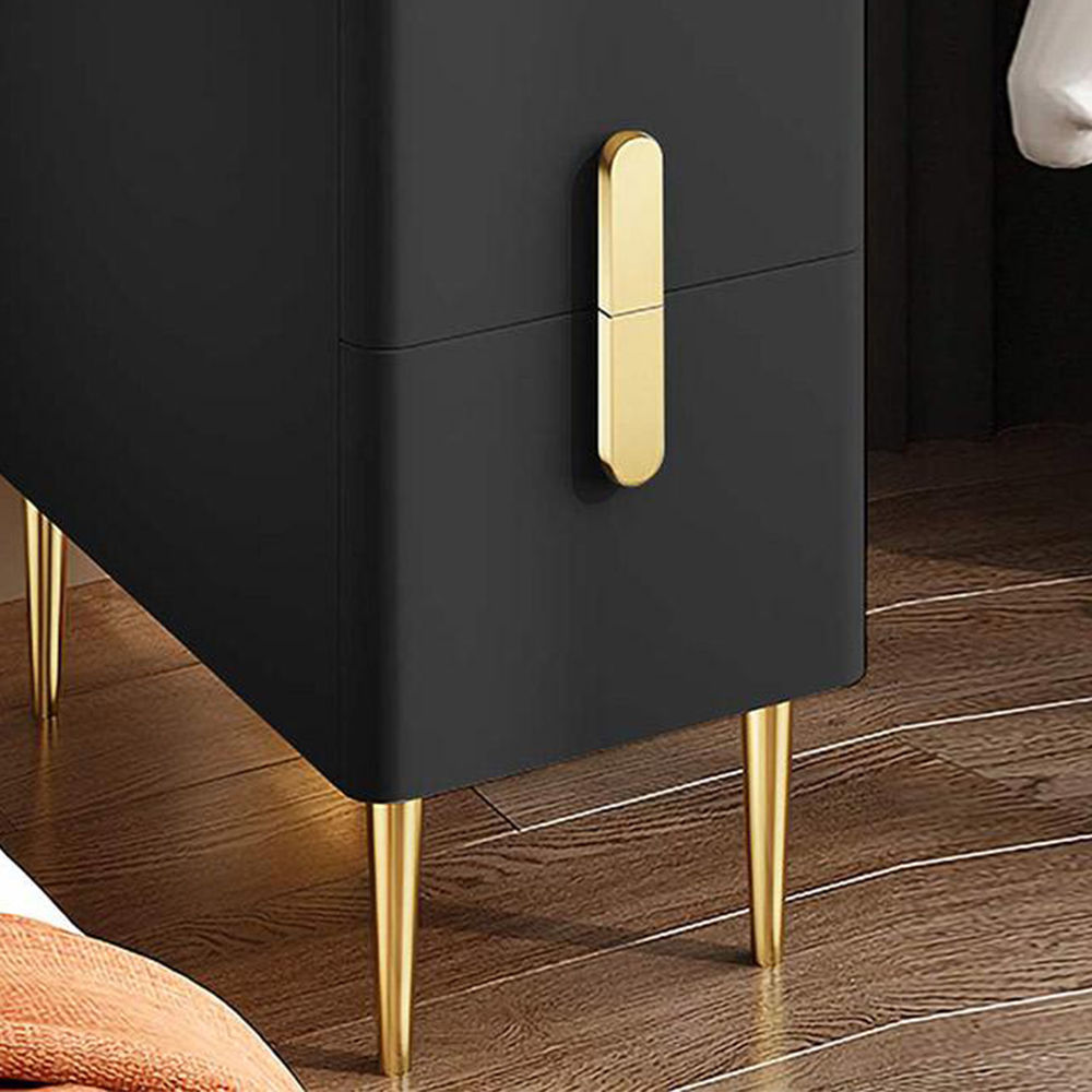Single Piece Black Sintered Stone Nightstands