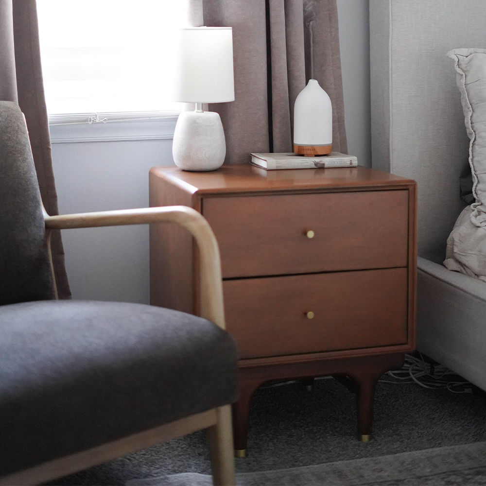 Partly Assemble Walnut MDF Nightstands