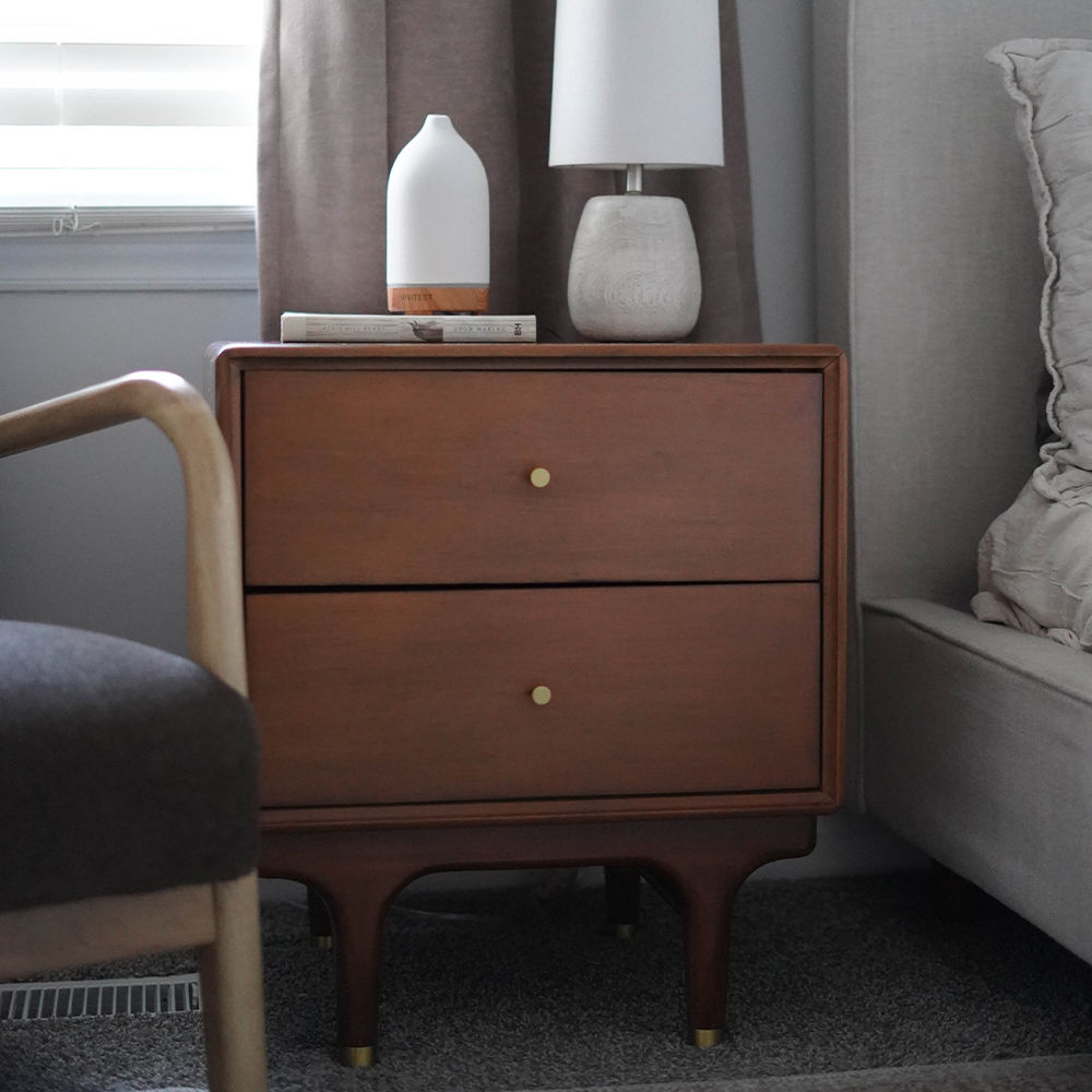 On the Ground Walnut MDF Nightstands