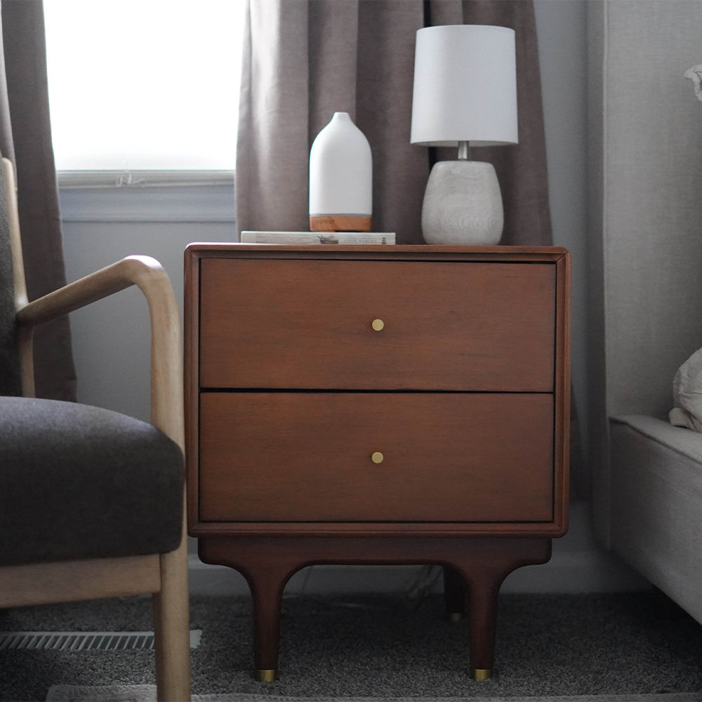 Single Piece Walnut MDF Nightstands