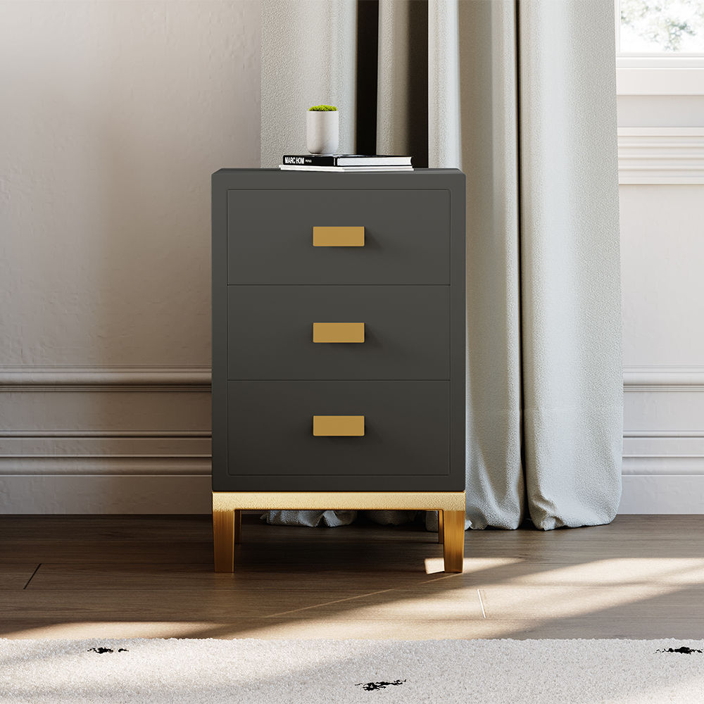 without Drawers Dark Gray MDF Nightstands