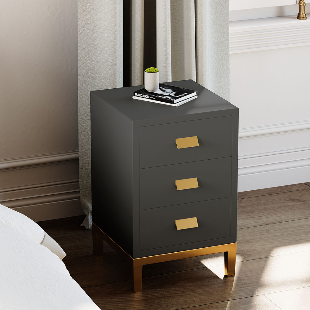without Drawers Dark Gray MDF Nightstands