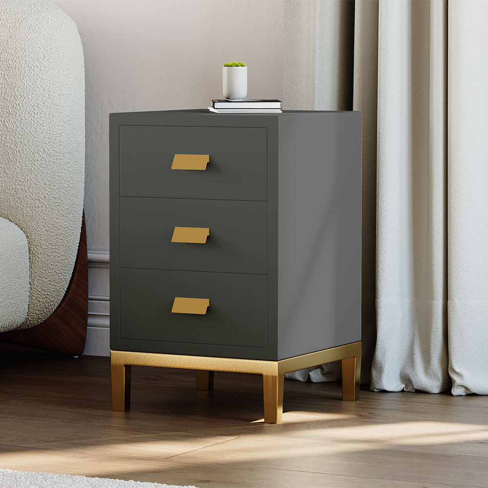 Modern Dark Gray MDF Nightstands