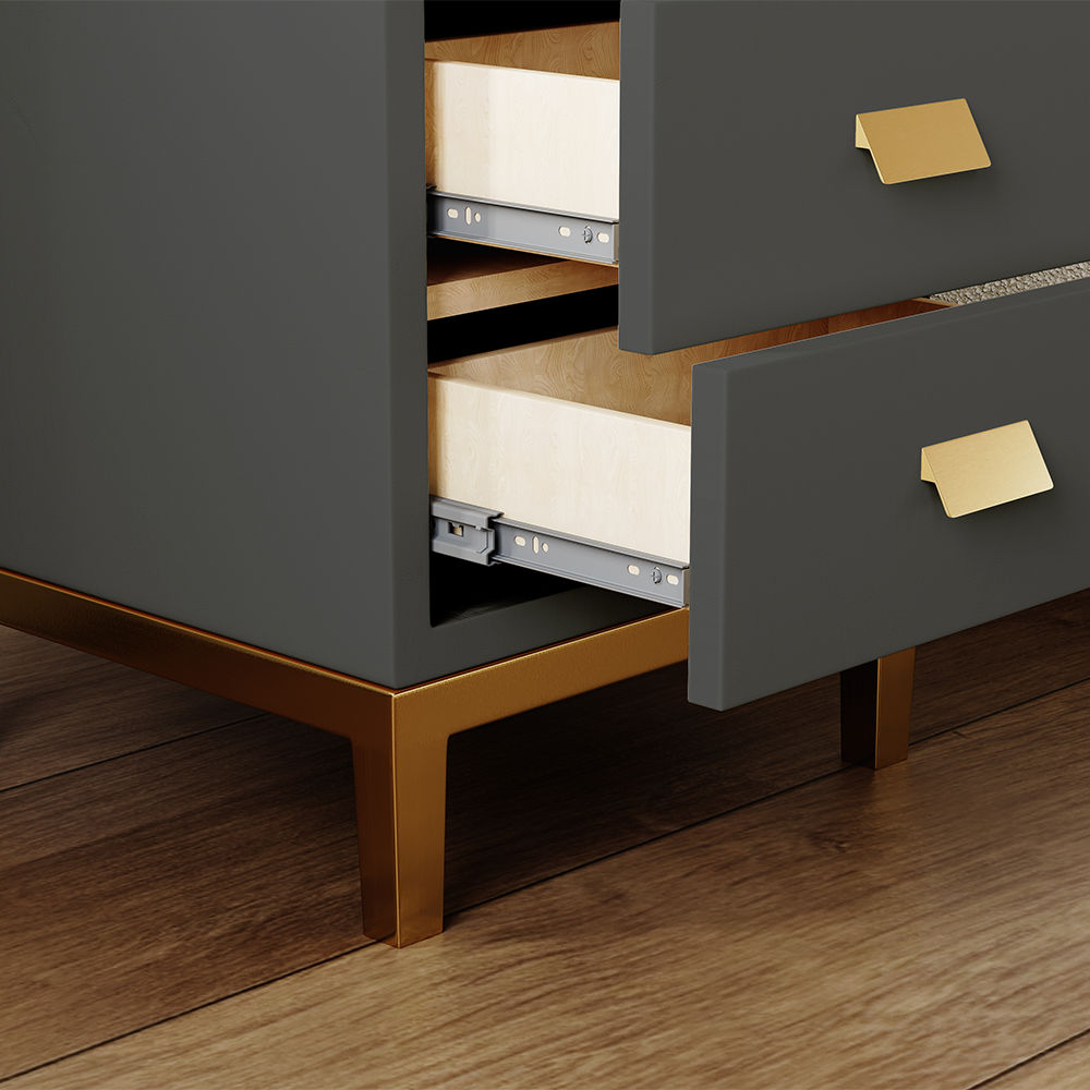 Fully Assemble Dark Gray MDF Nightstands