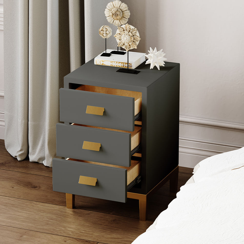 Modern Dark Gray MDF Nightstands
