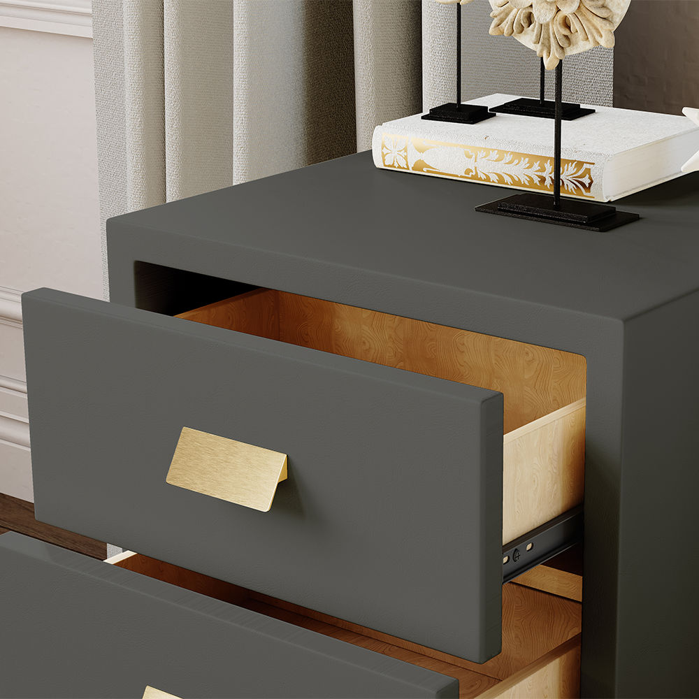 Modern Dark Gray MDF Nightstands