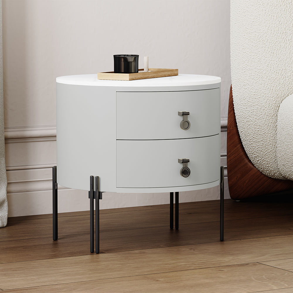 with Storage Light Gray MDF Nightstands