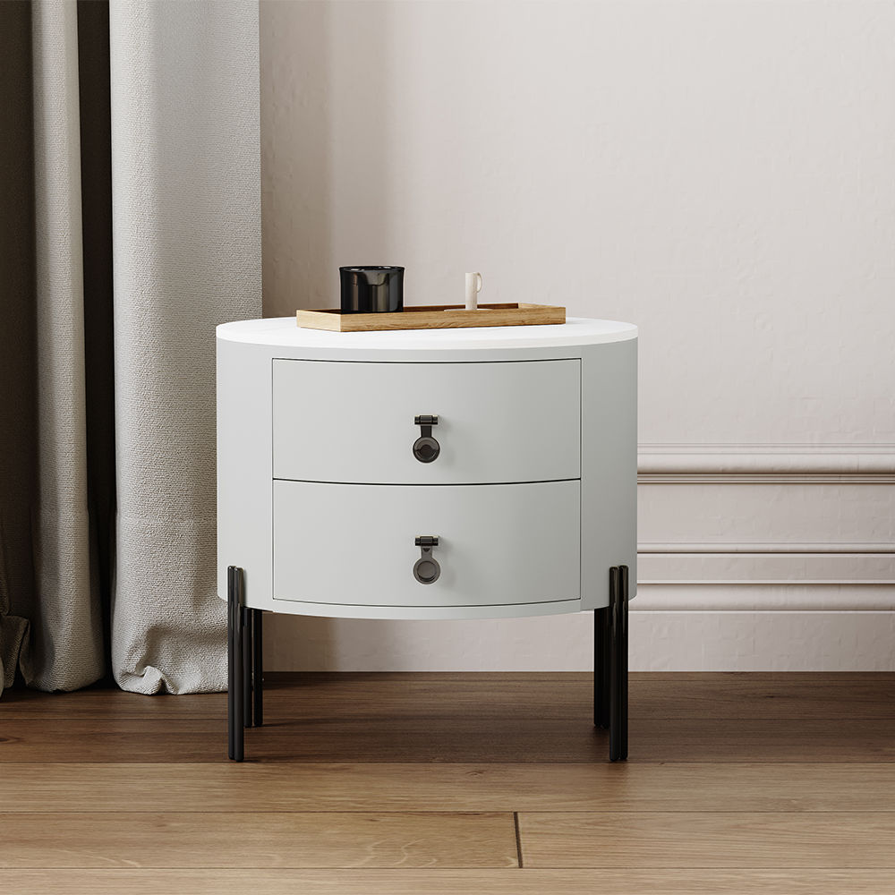 with Storage Light Gray MDF Nightstands