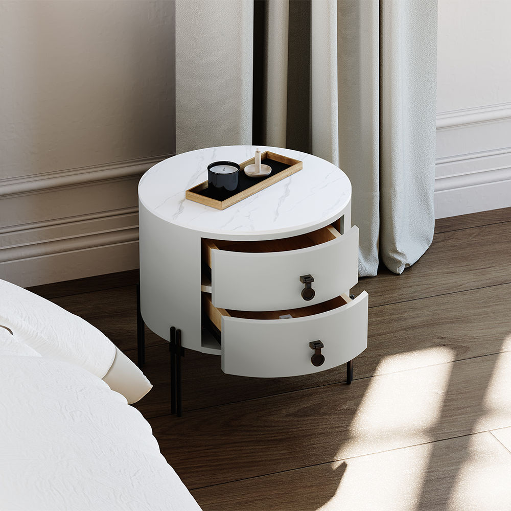 Modern Light Gray MDF Nightstands
