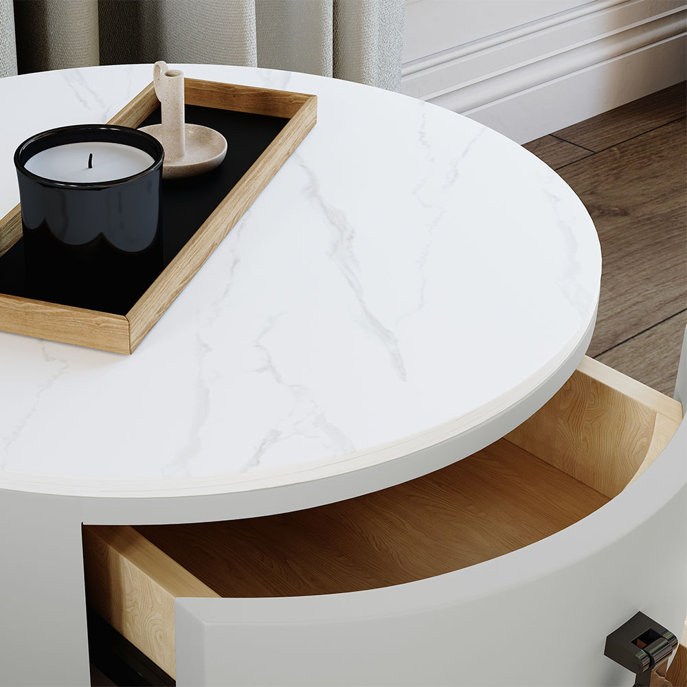 with Storage Light Gray MDF Nightstands