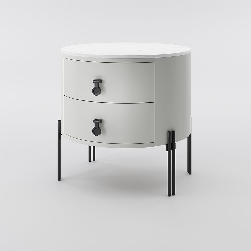 with Drawers Light Gray MDF Nightstands
