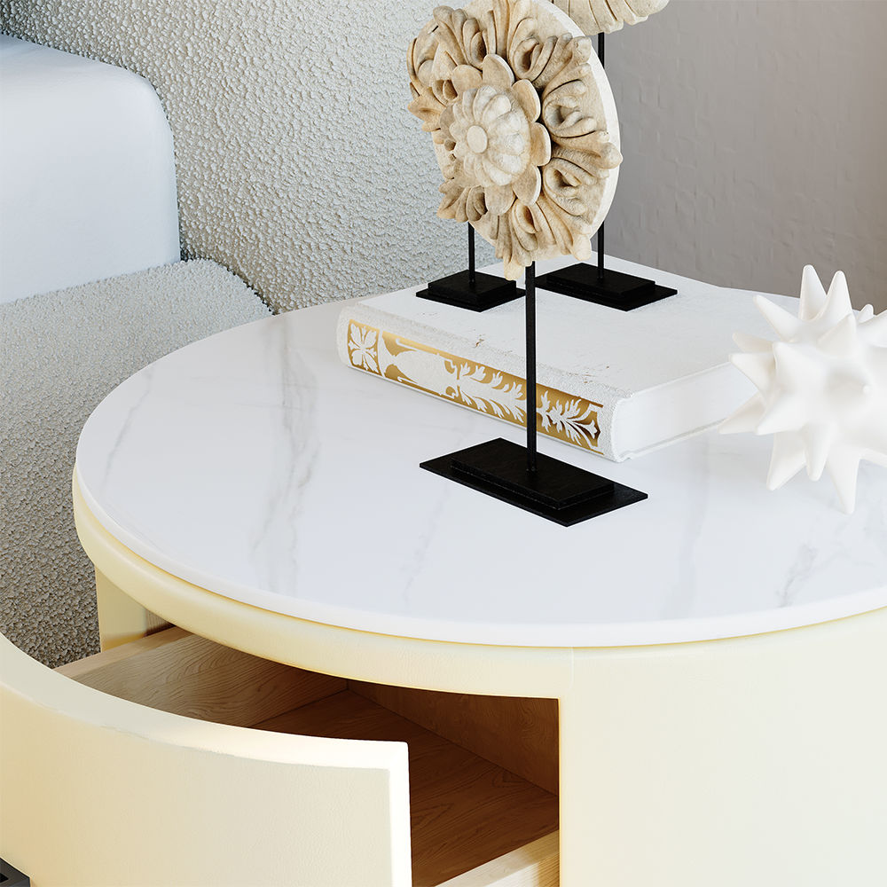 Modern Minimalist Beige MDF Nightstands