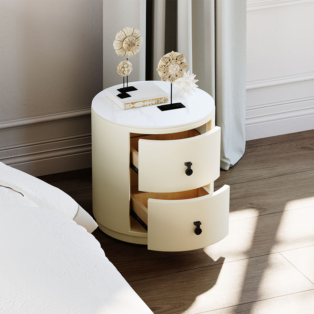 with Storage Beige MDF Nightstands
