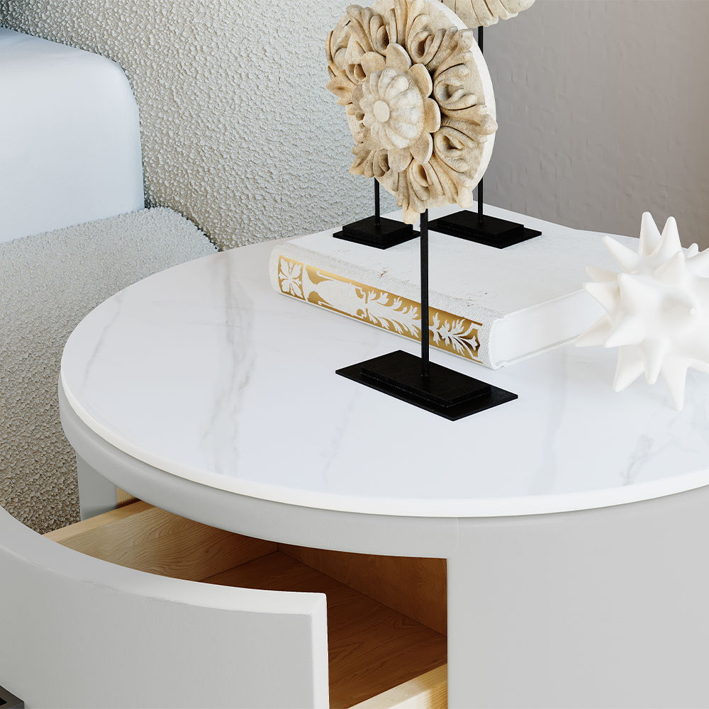with Storage Light Gray MDF Nightstands