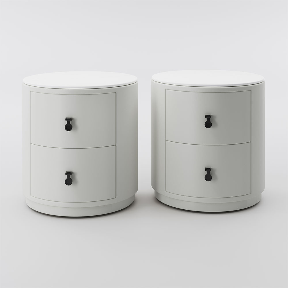 Round Light Gray MDF Nightstands