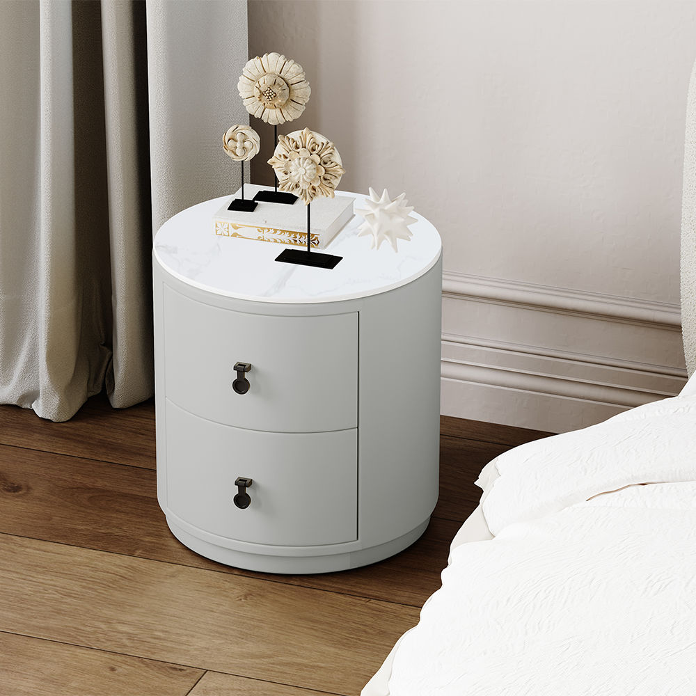 Modern Minimalist Light Gray MDF Nightstands