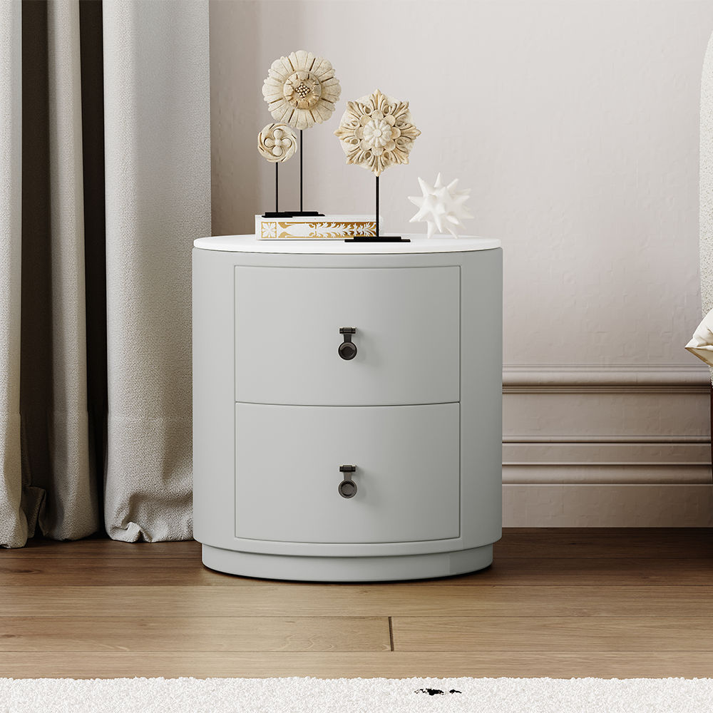 Fully Assemble Light Gray MDF Nightstands
