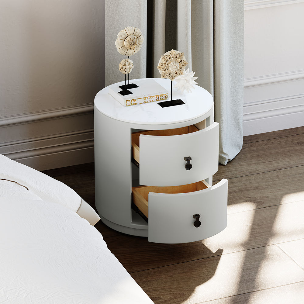 with Storage Light Gray MDF Nightstands