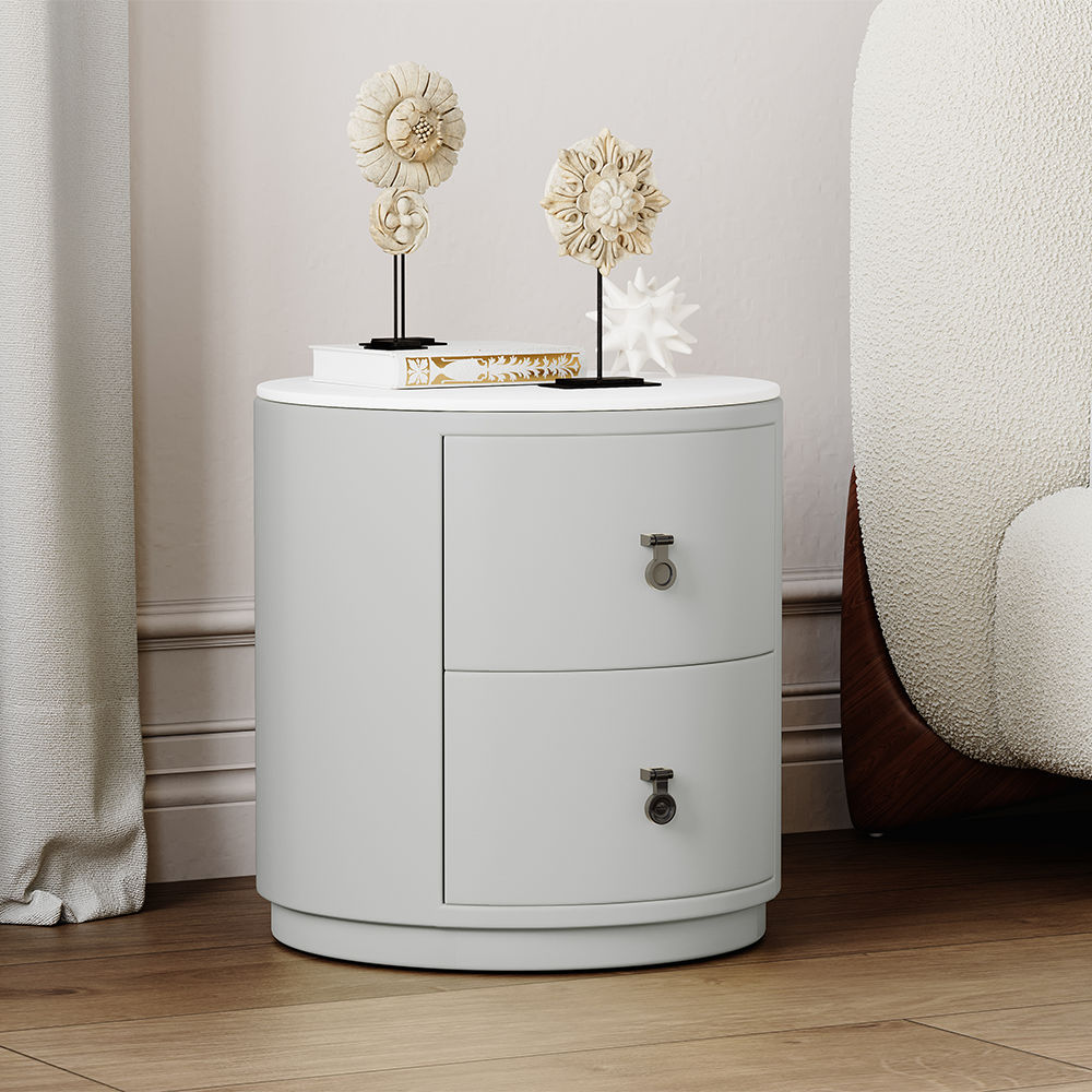 with Drawers Light Gray MDF Nightstands